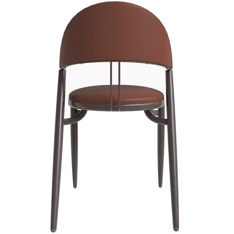 Modern Leather Dining Chair, Open Back Upholstered Accent Side Chair with Metal Legs, No Assembly