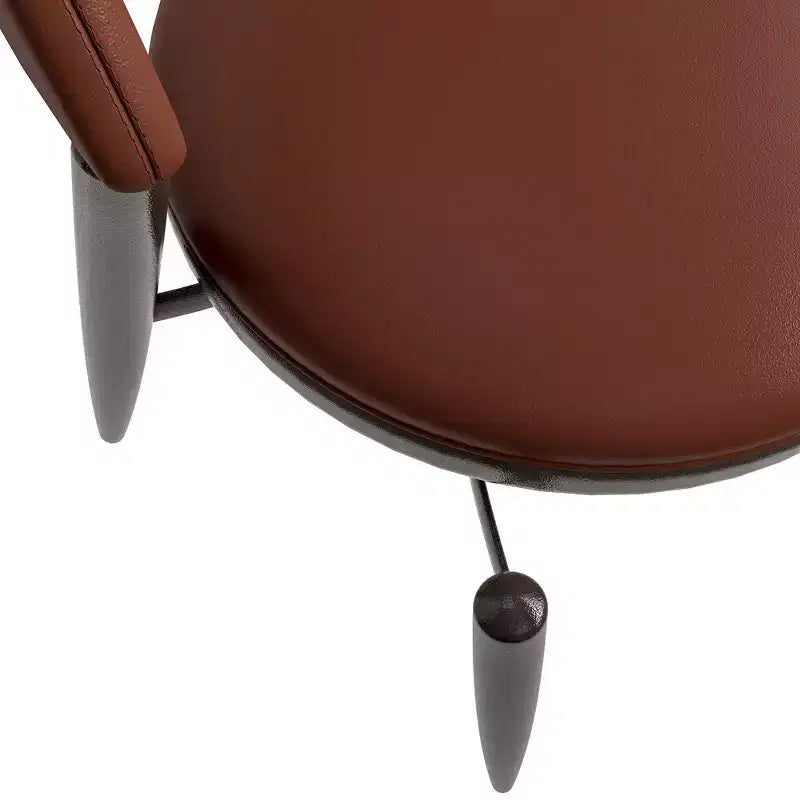Modern Leather Dining Chair, Open Back Upholstered Accent Side Chair with Metal Legs, No Assembly