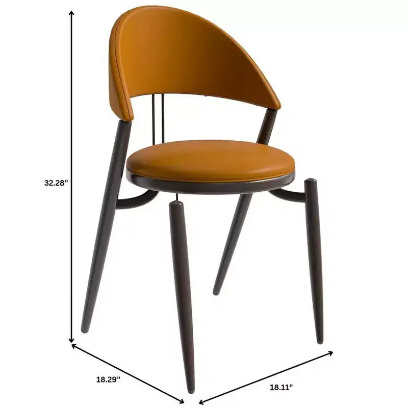 Modern Leather Dining Chair, Open Back Upholstered Accent Side Chair with Metal Legs, No Assembly