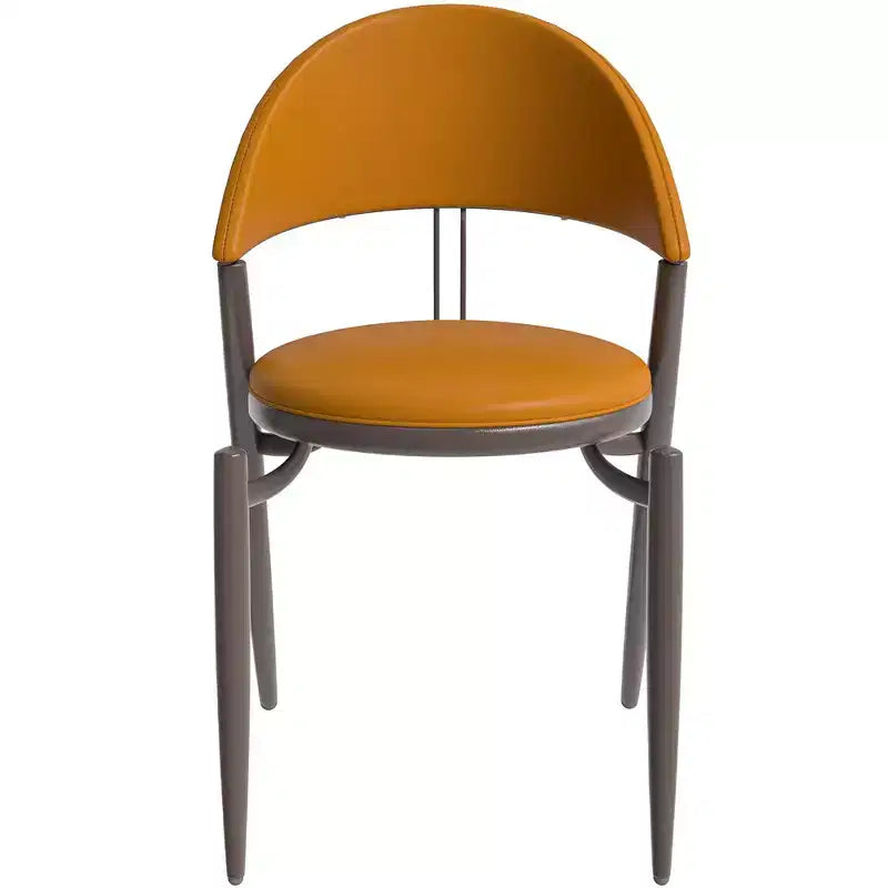 Modern Leather Dining Chair, Open Back Upholstered Accent Side Chair with Metal Legs, No Assembly