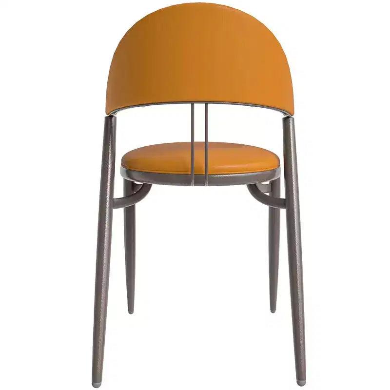Modern Leather Dining Chair, Open Back Upholstered Accent Side Chair with Metal Legs, No Assembly