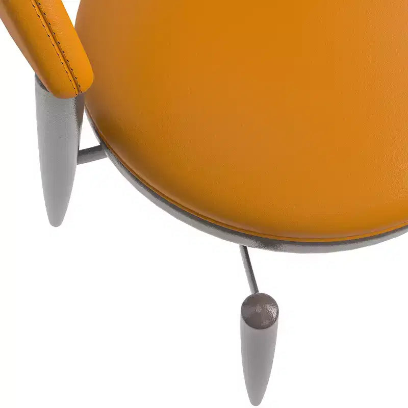 Modern Leather Dining Chair, Open Back Upholstered Accent Side Chair with Metal Legs, No Assembly