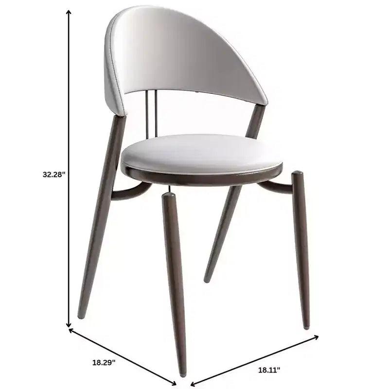 Modern Leather Dining Chair, Open Back Upholstered Accent Side Chair with Metal Legs, No Assembly