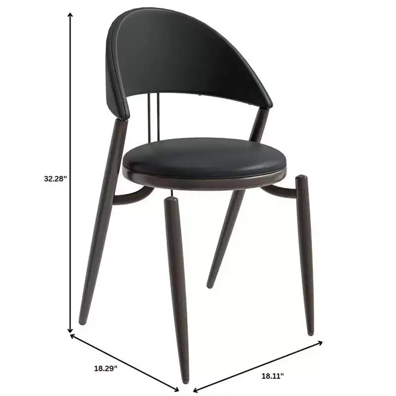 Modern Leather Dining Chair, Open Back Upholstered Accent Side Chair with Metal Legs, No Assembly