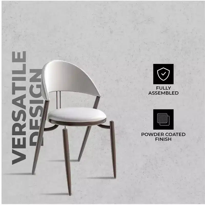 Modern Leather Dining Chair, Open Back Upholstered Accent Side Chair with Metal Legs, No Assembly