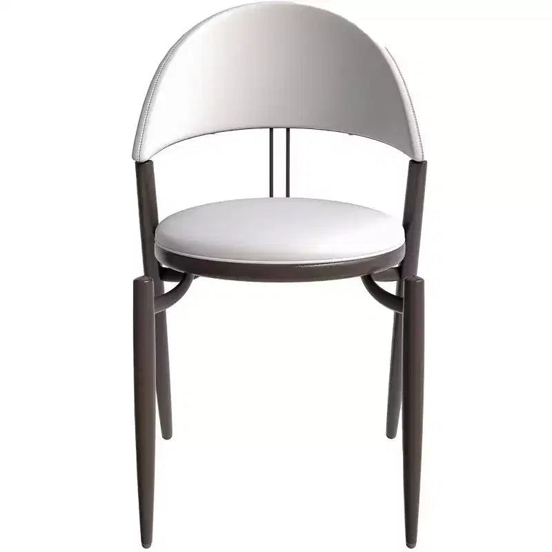Modern Leather Dining Chair, Open Back Upholstered Accent Side Chair with Metal Legs, No Assembly