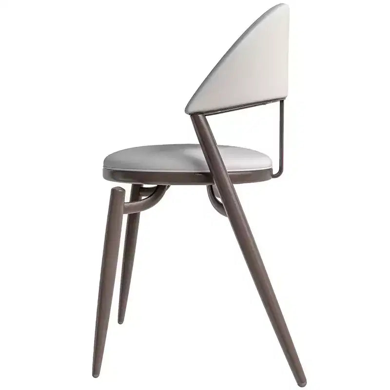 Modern Leather Dining Chair, Open Back Upholstered Accent Side Chair with Metal Legs, No Assembly