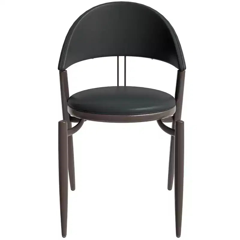Modern Leather Dining Chair, Open Back Upholstered Accent Side Chair with Metal Legs, No Assembly