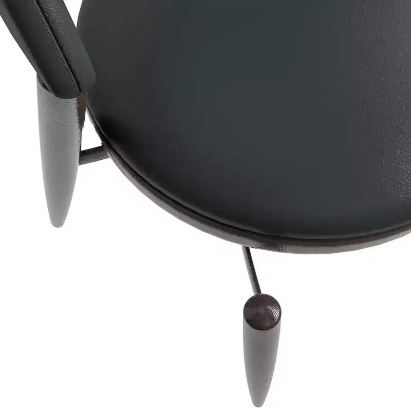 Modern Leather Dining Chair, Open Back Upholstered Accent Side Chair with Metal Legs, No Assembly