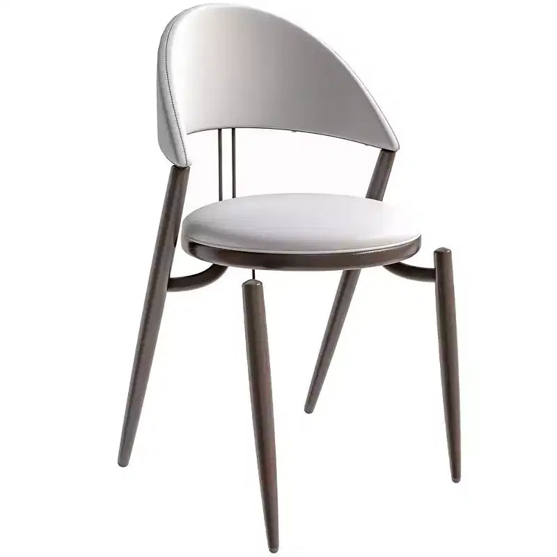 Modern Leather Dining Chair, Open Back Upholstered Accent Side Chair with Metal Legs, No Assembly