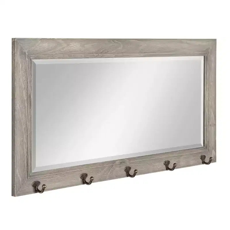 36 x 18 Pub Mirror with Metal Hooks, Distressed Finish