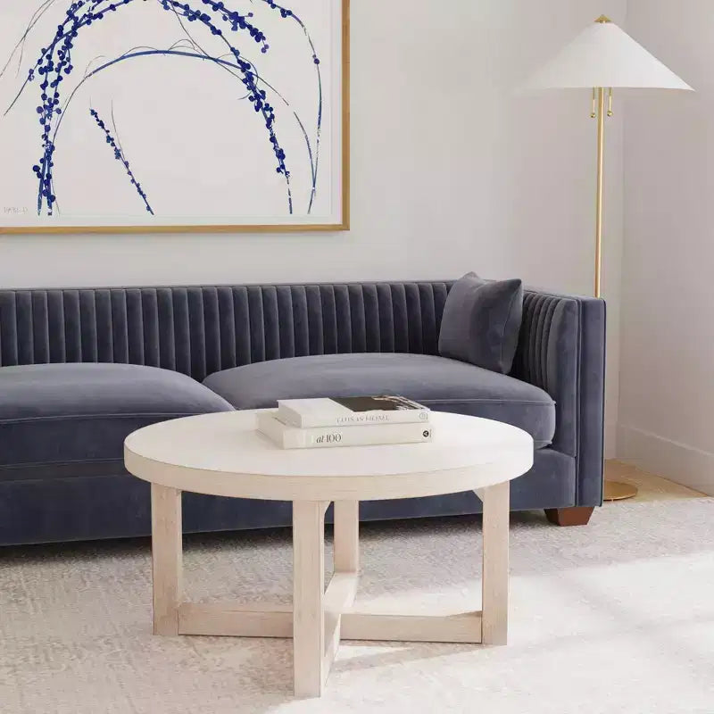 38" Round Crisscross Base Coffee Table, Black