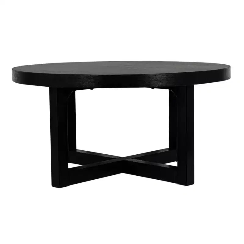 38" Round Crisscross Base Coffee Table, Black