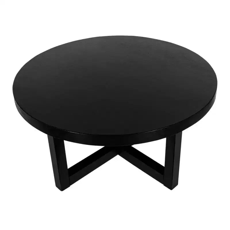 38" Round Crisscross Base Coffee Table, Black