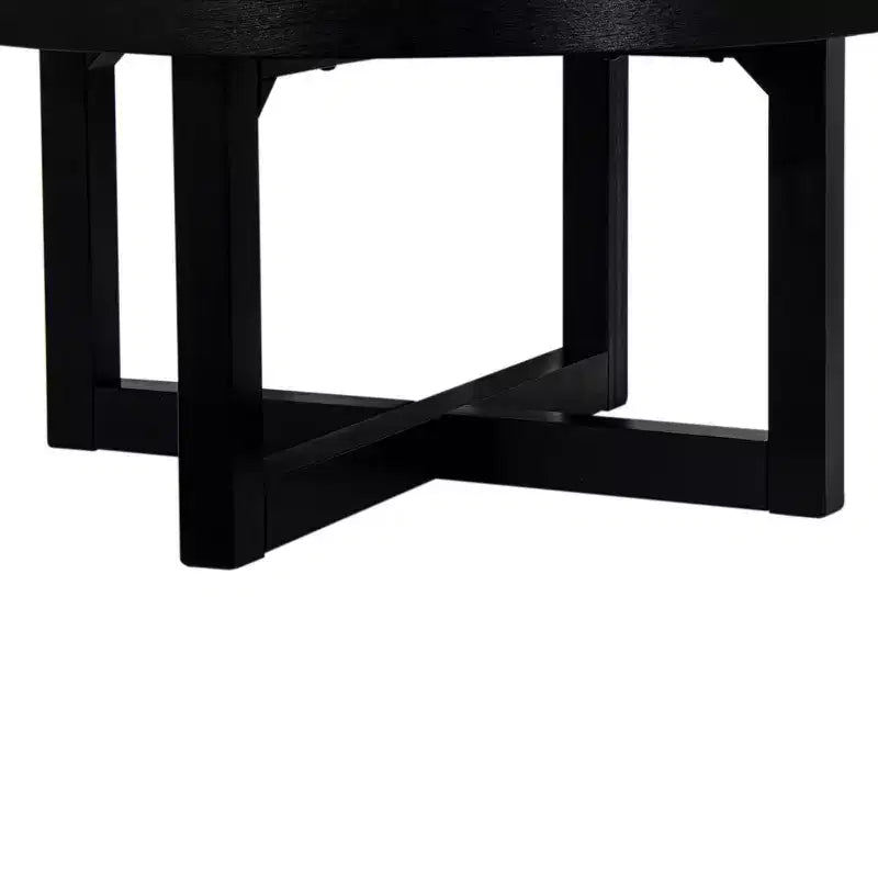 38" Round Crisscross Base Coffee Table, Black