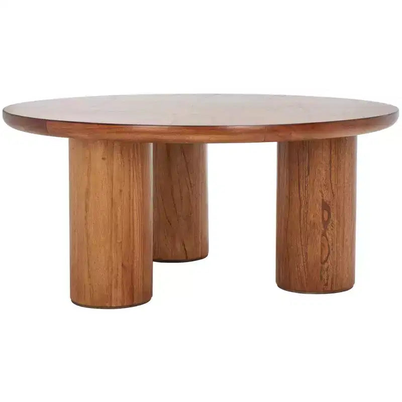 3-Leg Round Coffee Table, Black MDF Veneer with Wood Frame