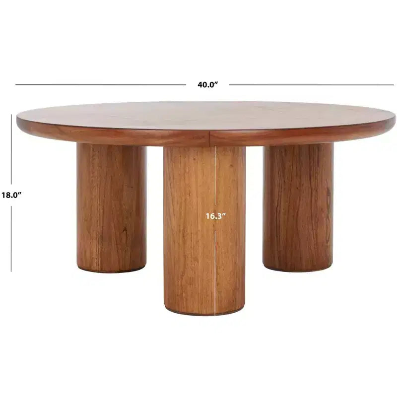 3-Leg Round Coffee Table, Black MDF Veneer with Wood Frame