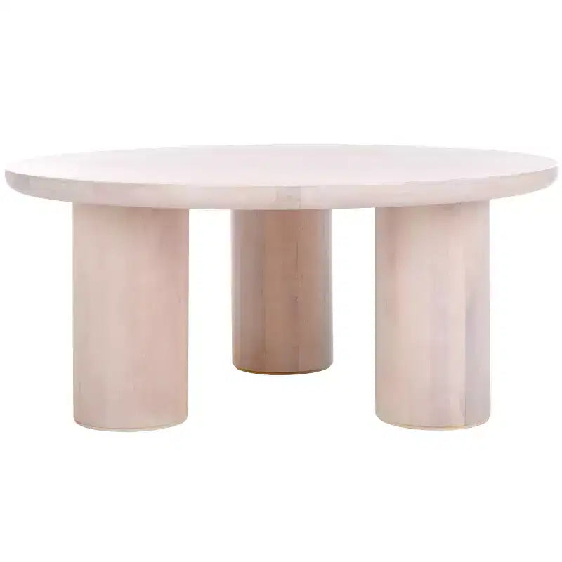 3-Leg Round Coffee Table, Black MDF Veneer with Wood Frame