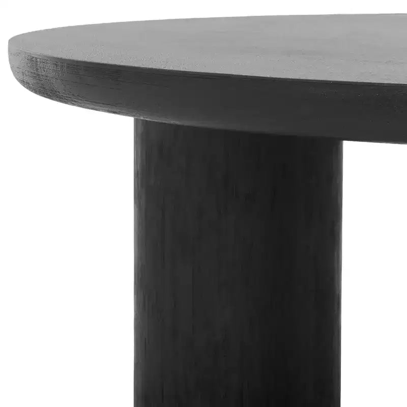 3-Leg Round Coffee Table, Black MDF Veneer with Wood Frame