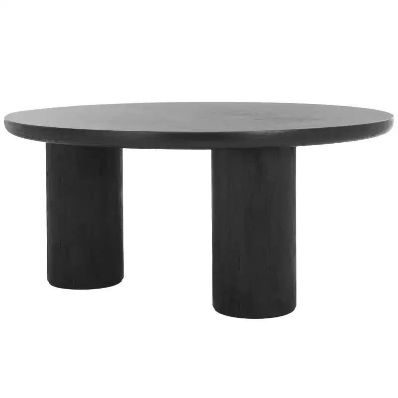 3-Leg Round Coffee Table, Black MDF Veneer with Wood Frame