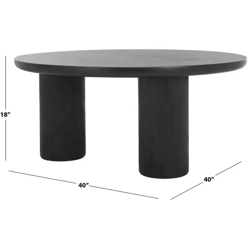 3-Leg Round Coffee Table, Black MDF Veneer with Wood Frame
