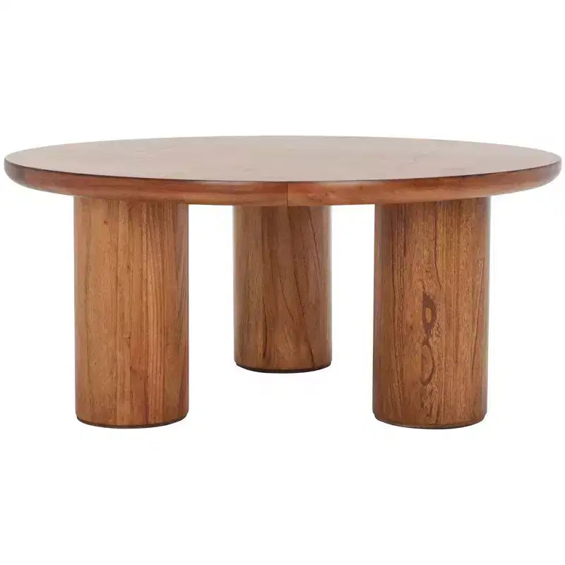 3-Leg Round Coffee Table, Black MDF Veneer with Wood Frame
