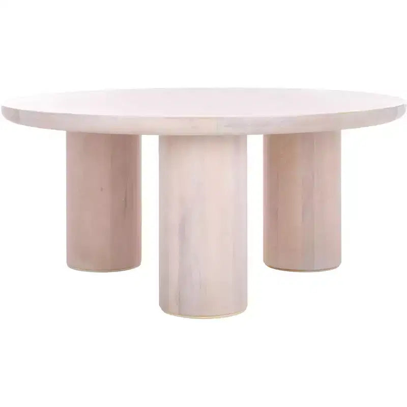 3-Leg Round Coffee Table, Black MDF Veneer with Wood Frame