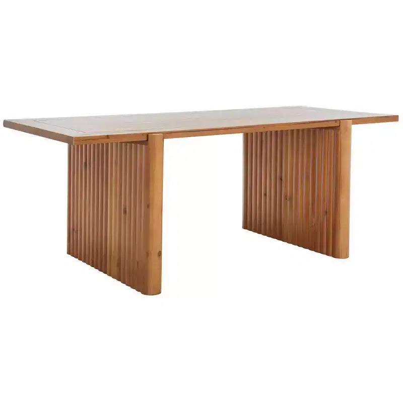 Rustic-Chic Rectangle Coffee Table with Fluted Sawhorse Frame
