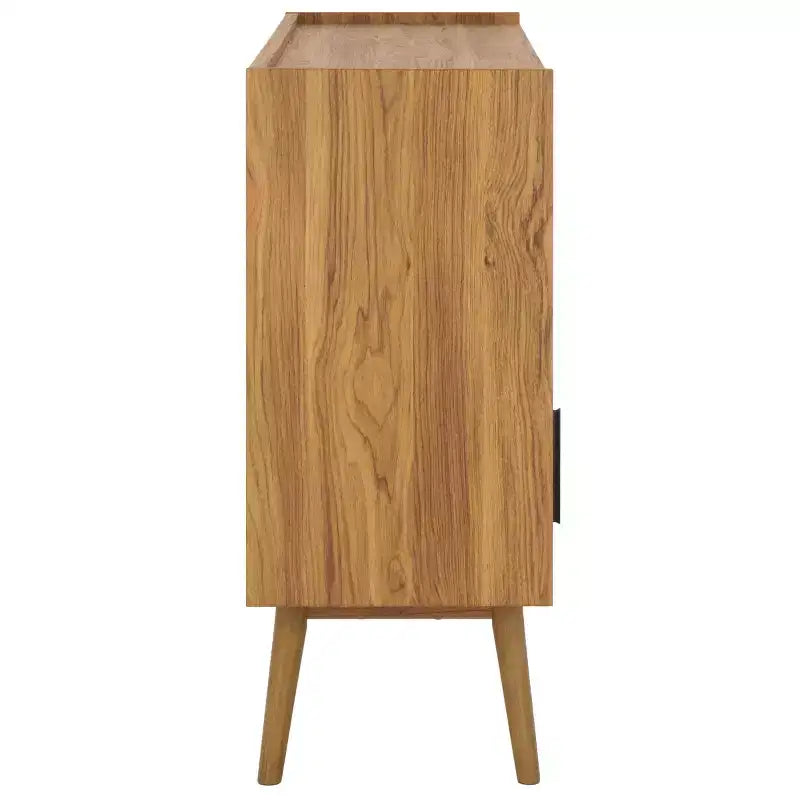 Tambour Door Media Stand, Deep Walnut Finish with Tapered Legs