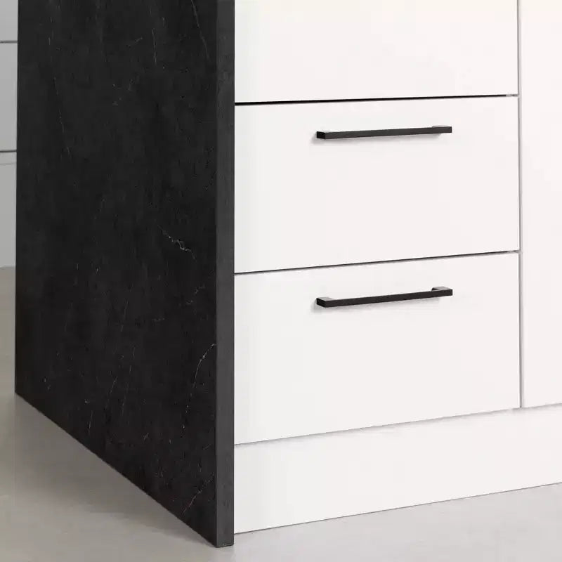 Kitchen Island with Faux Finish, 4 Drawers and 2 Doors