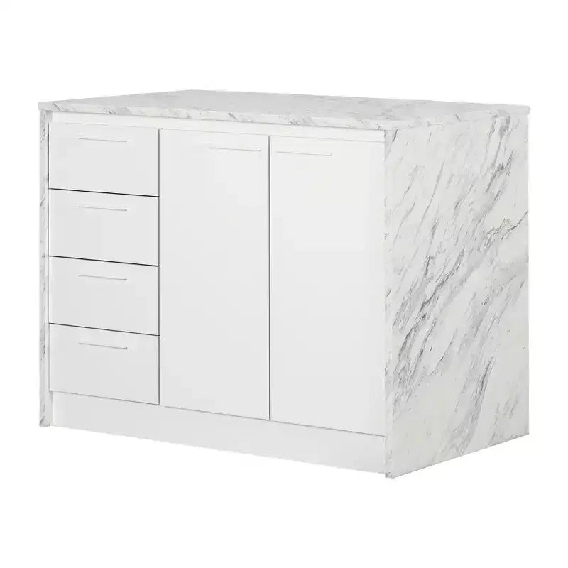 Kitchen Island with Faux Finish, 4 Drawers and 2 Doors