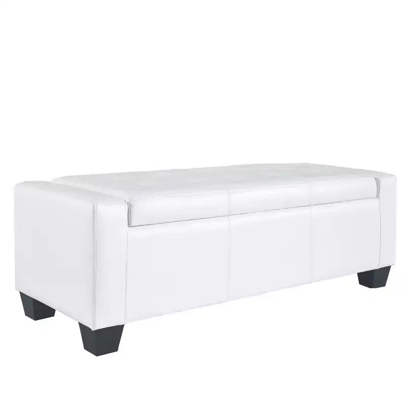 51" Faux Leather Rectangular Tufted Storage Ottoman, 330 lbs Capacity