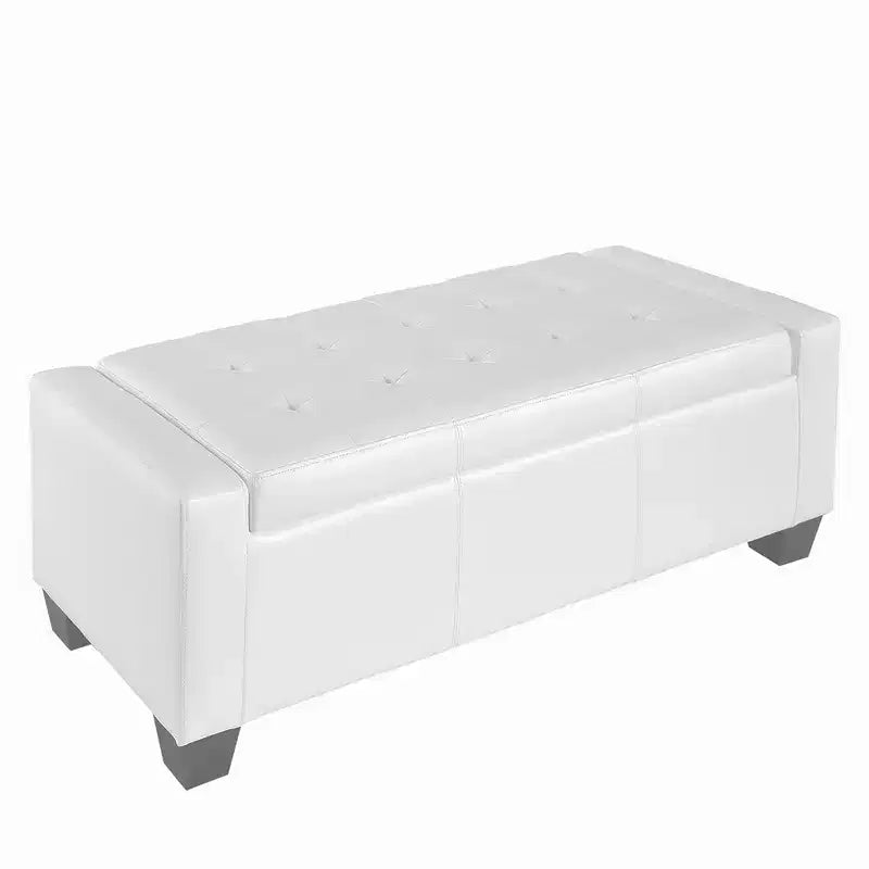 51" Faux Leather Rectangular Tufted Storage Ottoman, 330 lbs Capacity