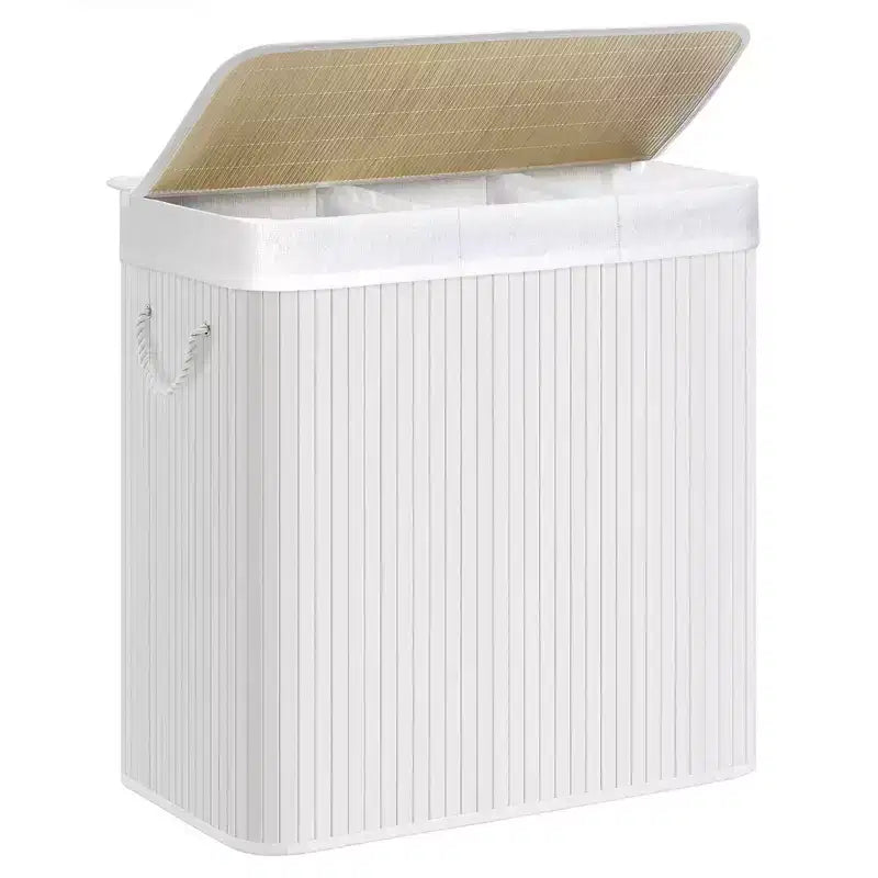 39.6 Gal (150L) 3-Section Laundry Hamper with Lid, Bamboo, Foldable